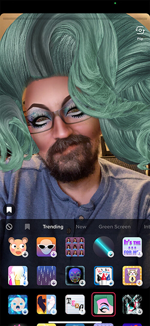 Screenshot on cell phone of some TikTok effects options
