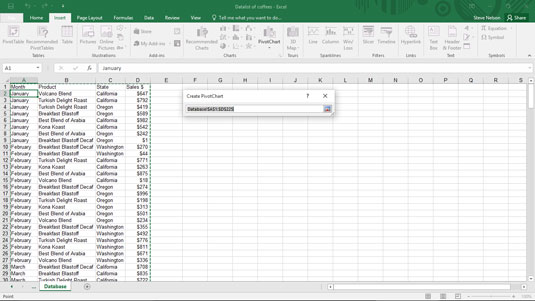 Tell Excel in what worksheet range the to-be-analyzed data is stored.