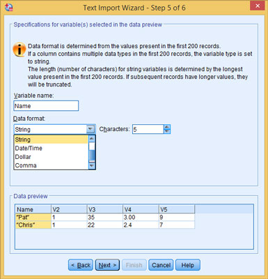 Click Next and change the variable name and data format (optional).