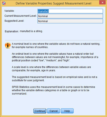 Ask SPSS to suggest a new type for this variable by clicking the Suggest button in the top center of the dialog box.