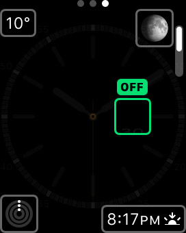 Tap the green areas that can be added to your watch screen and then twist the Digital Crown button to select what you’re happy with.