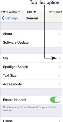 Tap General and then tap Siri.