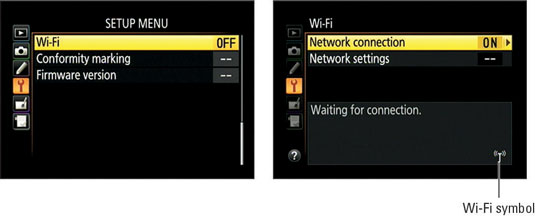 Open the Setup menu, choose Wi-Fi.