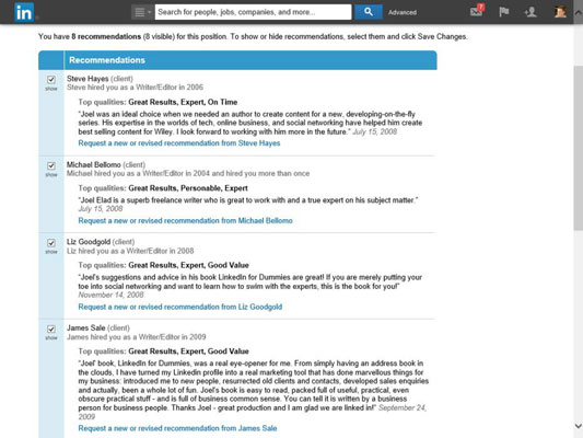Pick the position from your Experience list that the recommendation is tied to.