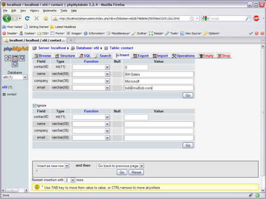 You can add data with the Insert tab, which gives a form, based on your table design.