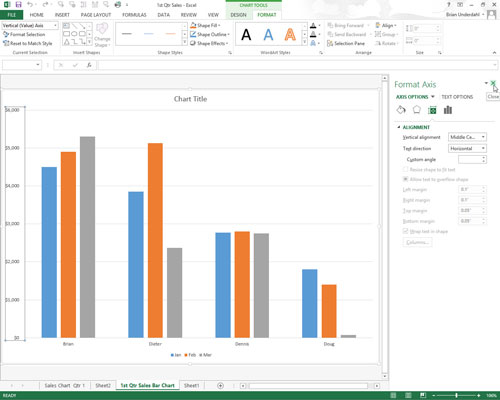 Click the Close button to close the Format Axis task pane.