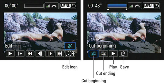 Press the Set button or tap the Set icon to display the playback controls. Tap the Edit icon (or highlight it and press Set) to enter the Editing screen.