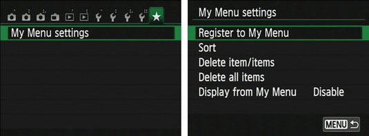 Choose my Menu Settings.