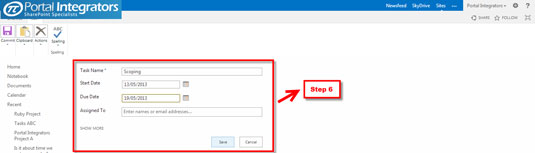 To enter your first task, just type the Name, Start Date, End Date, and the person to which it is Assigned.