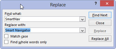 Type the replacement text in the Replace With box.
