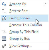 Select Field Chooser from the shortcut menu.