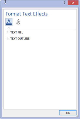Click the A button that has the underline to apply text fill and outline effects; other effects are added by clicking the hollow-looking A.