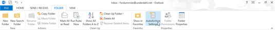 Select the Folder tab and click the AutoArchive Settings button in the Properties section of the Ribbon.