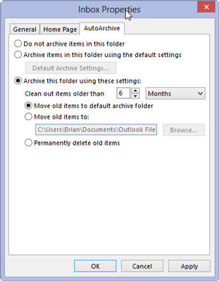 Select Archive This Folder Using These Settings. Click the box with the triangle and select Months.