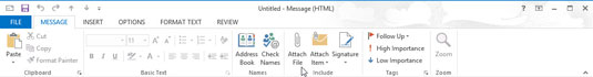 Click the Attach File button in the New Message form’s Ribbon.