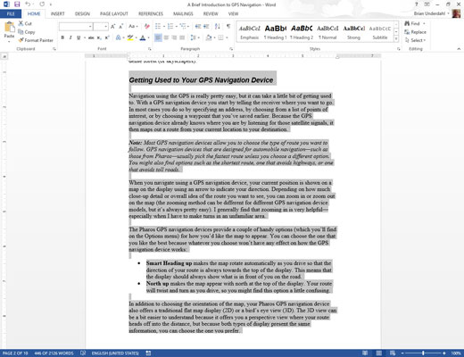 Select half the document — the portion you want to split into a new document.