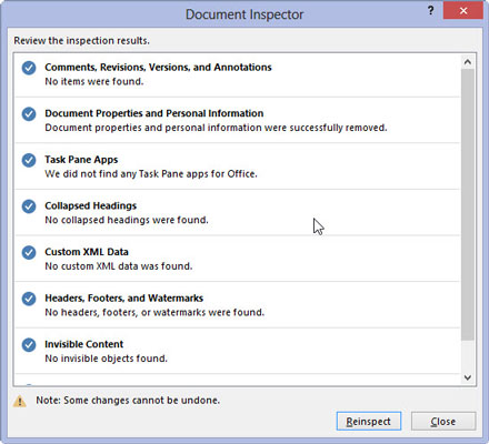 Click the Close button, or click Reinspect to give your document another once-over.