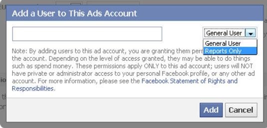 Choose General User or Reports Only from the drop-down menu.