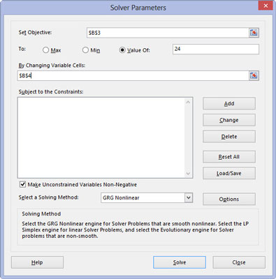 Click the By Changing Variable Cells text box and then select the cells to change in the worksheet or enter their cell references or range name in the text box.