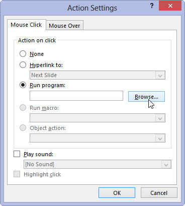 Select the Run Program radio button and click Browse.