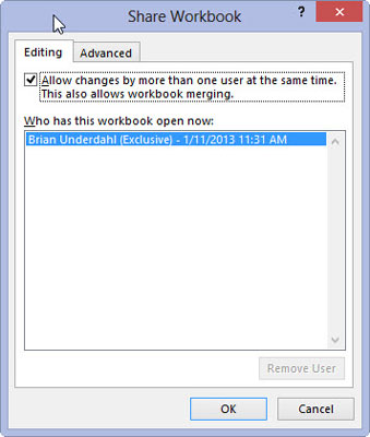 Select the Allow Changes by More Than One User at the Same Time check box on the Editing tab.