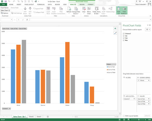 Click OK to close the Move Chart dialog box and open the new chart sheet with your pivot chart.