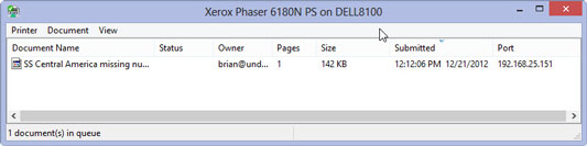 Select the Excel print job that you want to cancel in the list box of your printer’s dialog box.