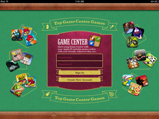 Open Game Center and enter your email address and password to sign in.