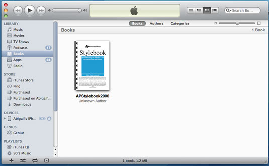 <b>In the iTunes library, click Books.</b>