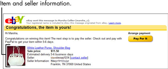 Click the Pay Now button on the item page or the Pay For It button in the winning e-mail that you get from eBay.