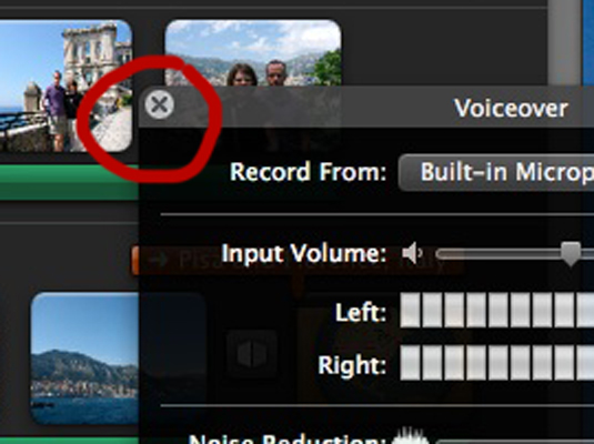 Click the Close button in the Voiceover window.