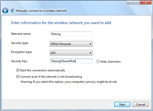 Click the link that says Set Up a New Connection or Network. Then, click the link that says Manually Connect to a Wireless Network.