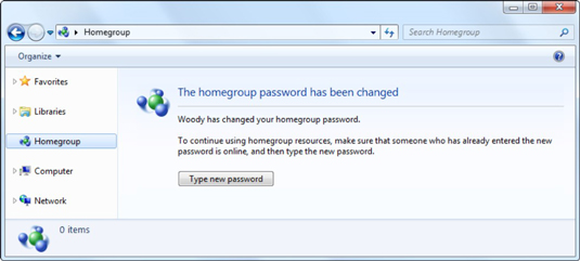 One by one, go to each of the other computers in your HomeGroup and click Start→Computer→HomeGroup.