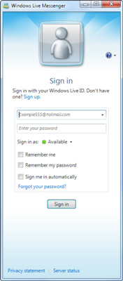 Choose Start→All Programs→Windows Live→Windows Live Messenger.