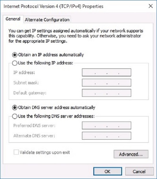 To configure TCP/IP settings, click Internet Protocol (TCP/IP); click Properties to display the TCP/IP Properties dialog box; adjust the settings; and then click OK.