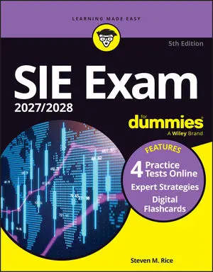 SIE Exam 2027/2028 For Dummies (Securities Industry Essentials Exam Prep + Practice Tests & Flashcards Online) book cover