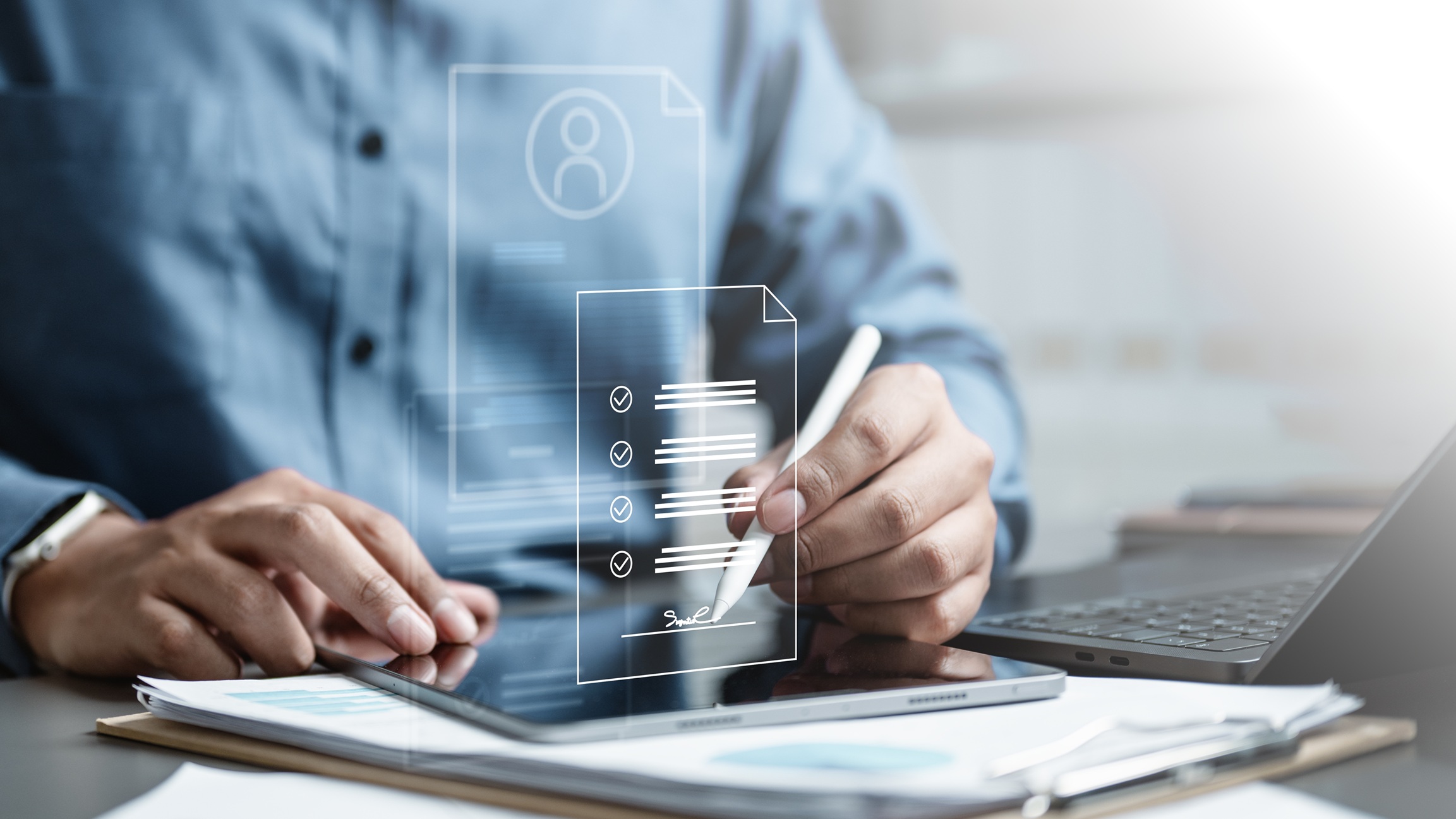 Business owner reviewing Merchant Cash Advance agreement terms and financial documents to evaluate funding obligations.