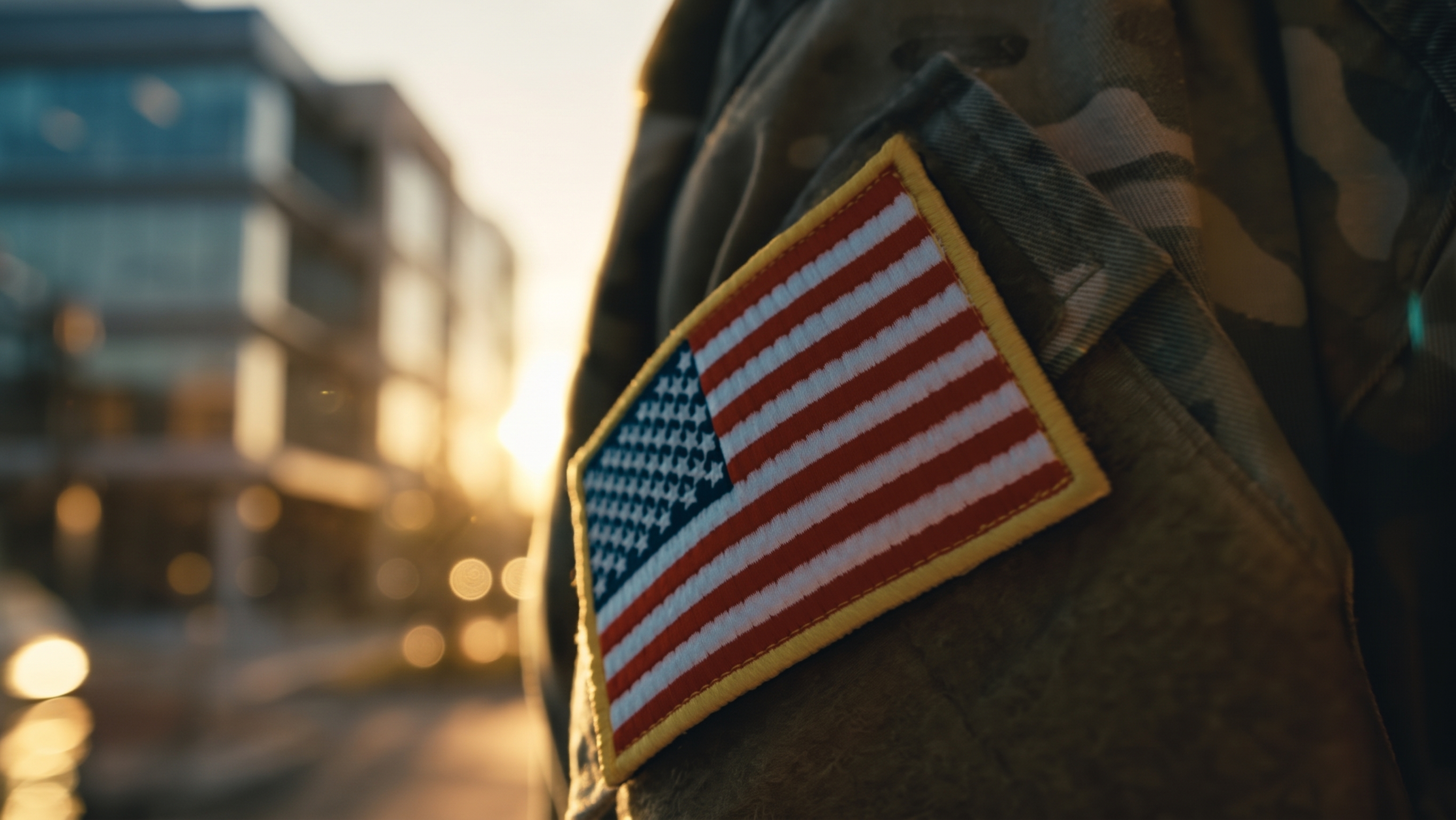U.S. flag patch on a military uniform, illustrating veteran business debt challenges covered by Coastal Debt Resolve.