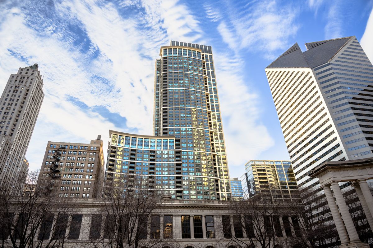 Chicago skyline with modern architecture, representing West Loop law firm IT services