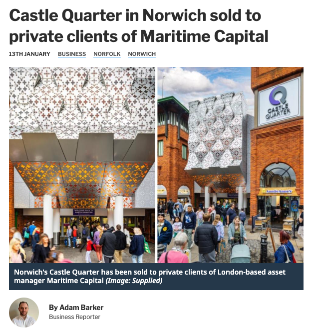 Castle Quarter in Norwich sold to private clients of Maritime Capital