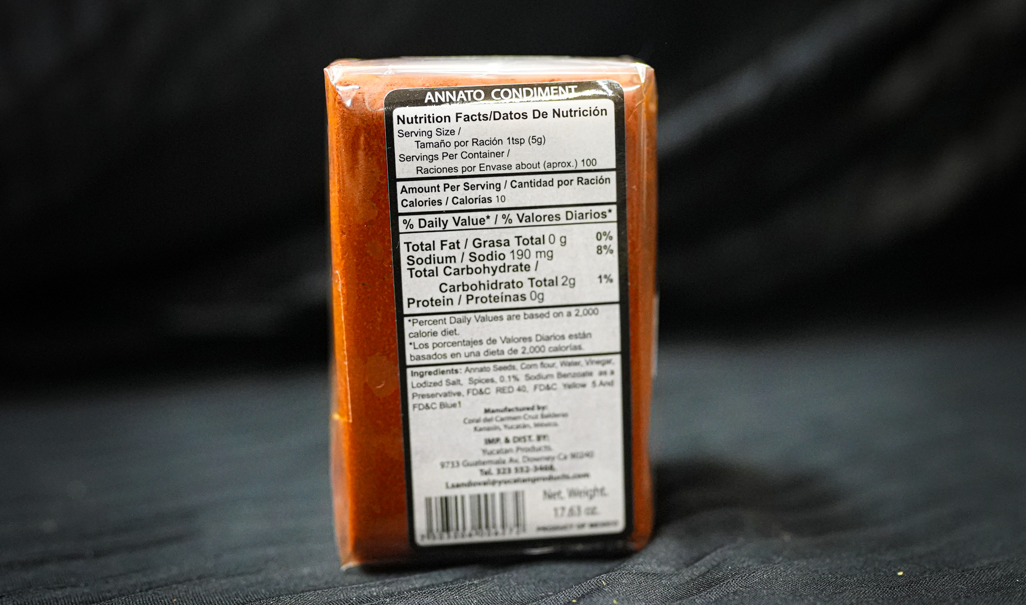 annato condiment nutrition informations