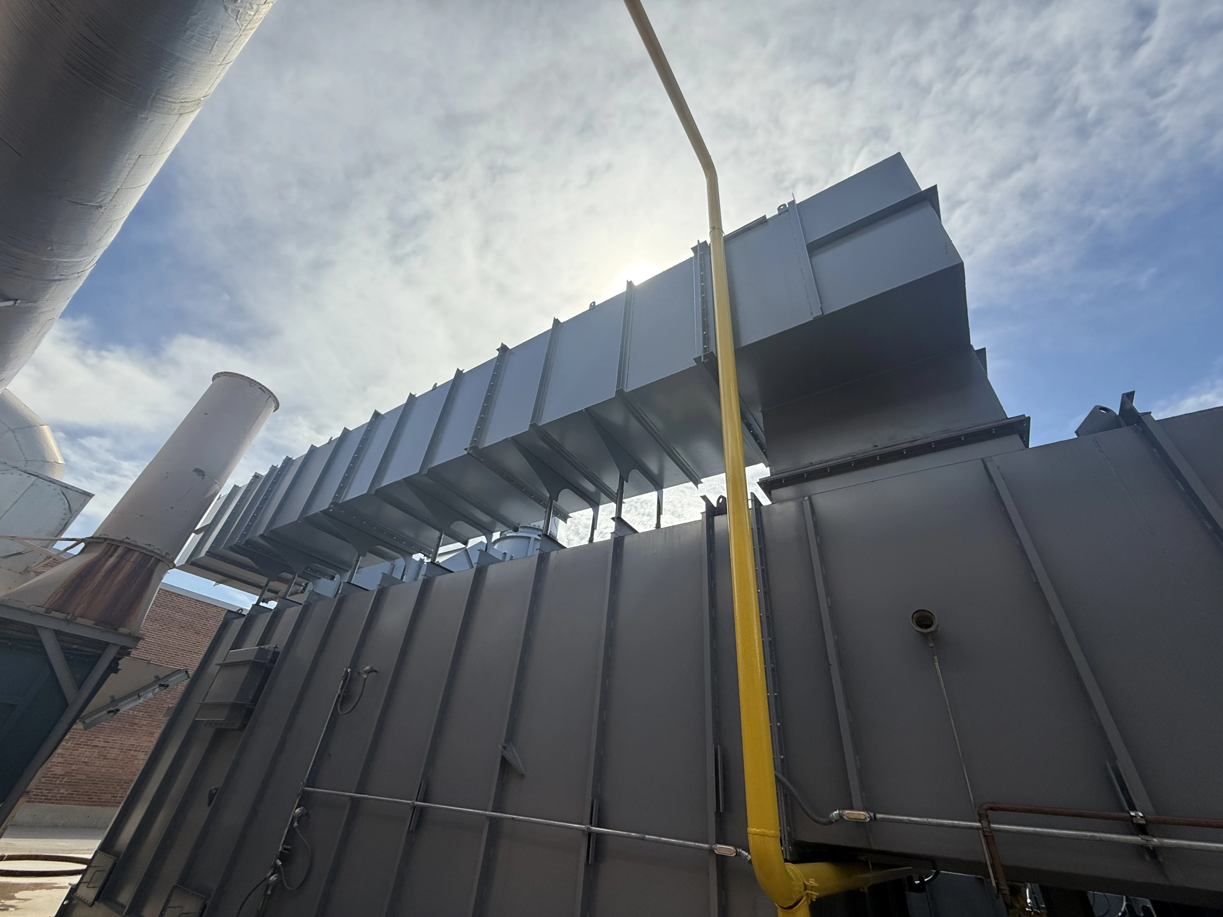 Ductwork for installed regenerative thermal oxidizer