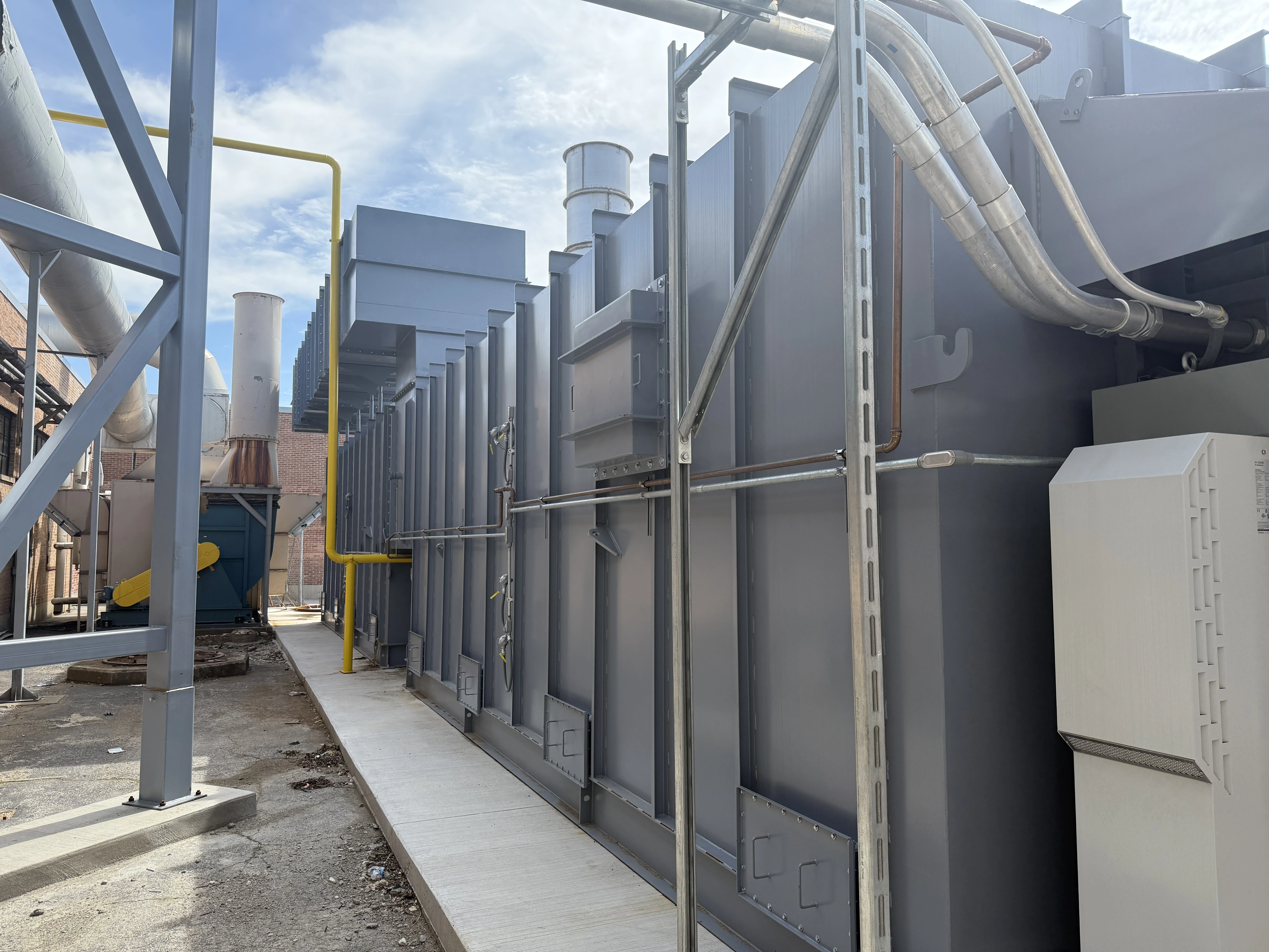 Backside view of installed thermal oxidizer