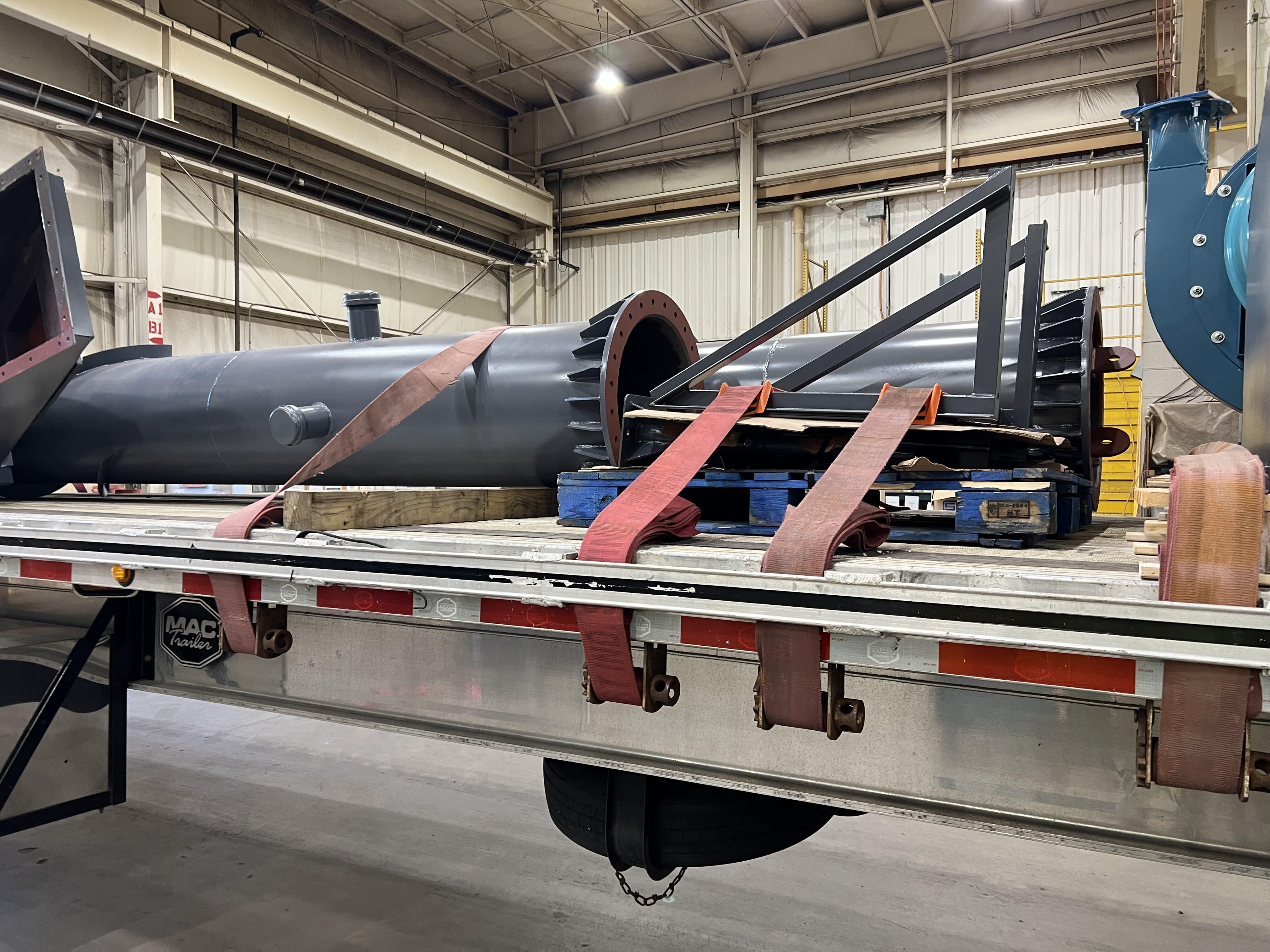 Custom piping and ductwork on a flatbed truck for installation