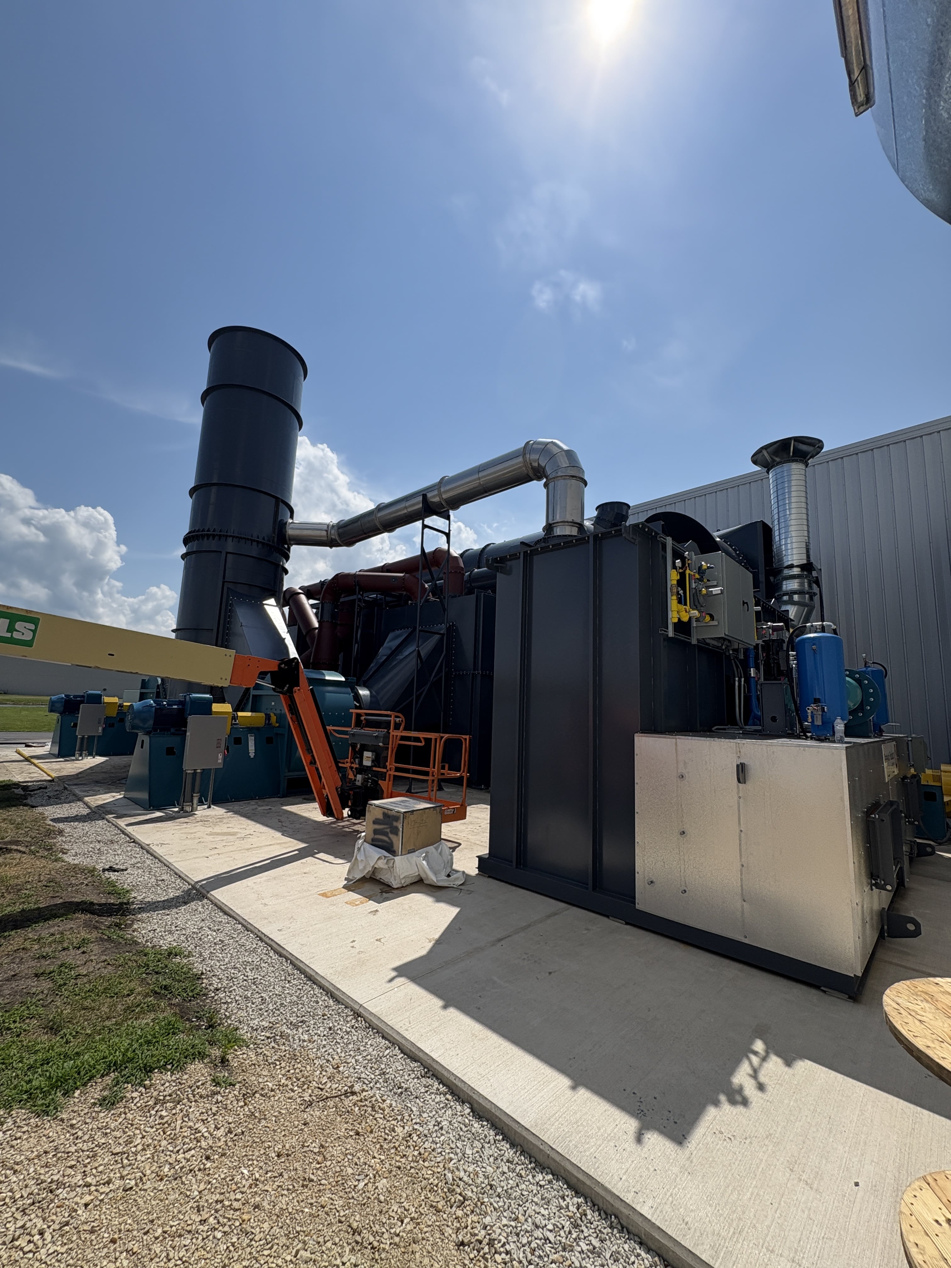 Wide angle view of VOC rotary concentrator installed at automotive manufacturer