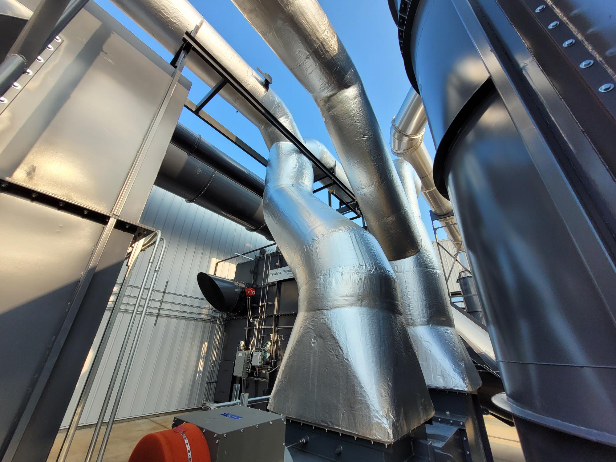 Dual VOC Rotary Concentrator custom piping and ductwork installed