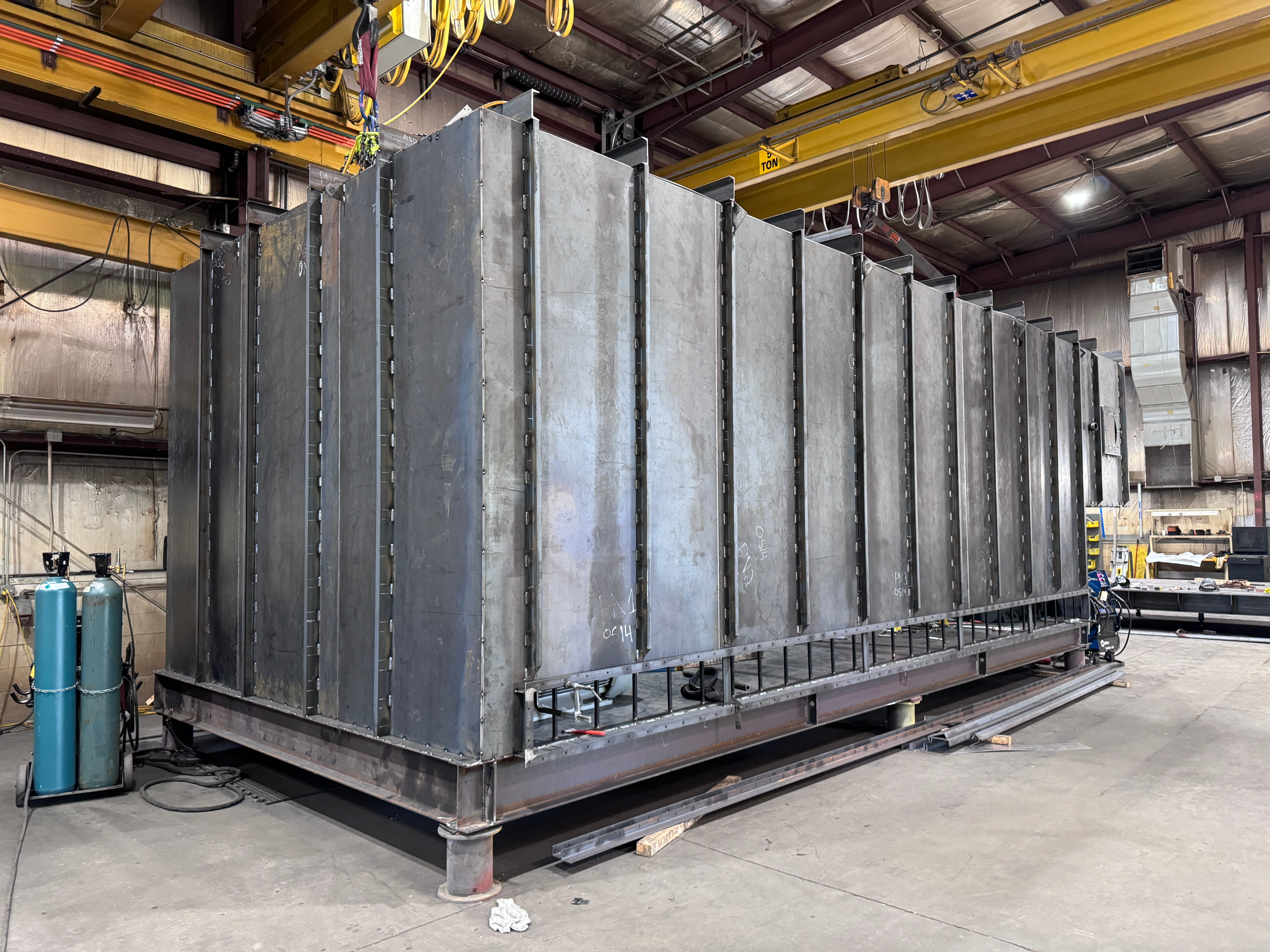 Regenerative thermal oxidizer body in fabrication shop