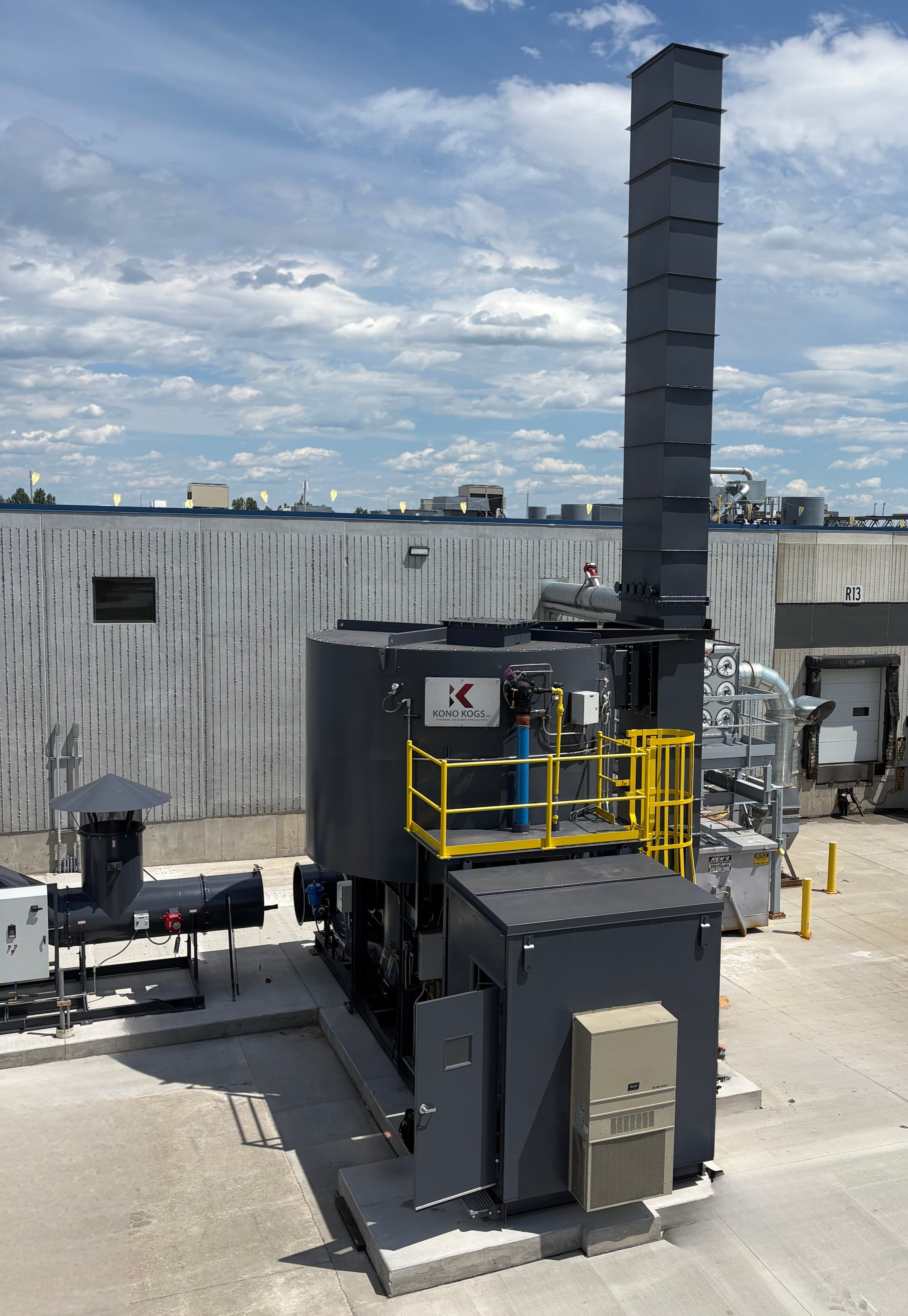 Wide view of installed REECO RTO for fiberglass manufacturer