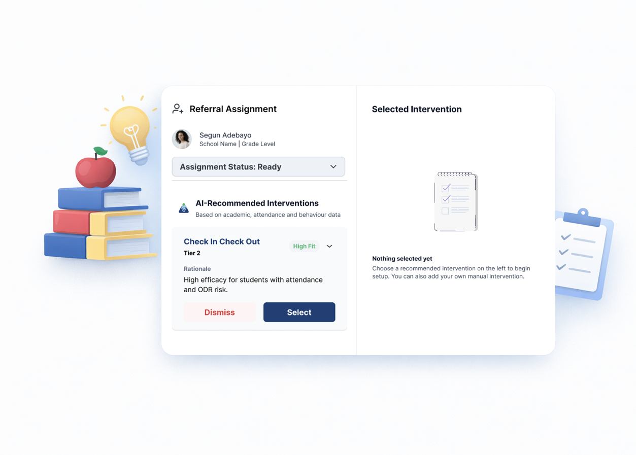 Circular risk gauge with a smiling girl in the center, showing sections labeled High Risk in red, Some Risk in orange, and Low Risk in green.