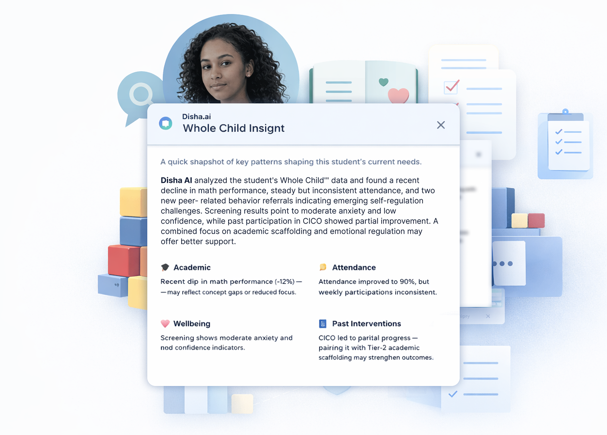 Diverse group of smiling schoolchildren with backpacks raising their hands excitedly in a classroom hallway in front of a chalkboard.